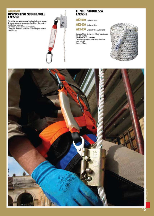 Fune di sicurezza EN 353-2, industrial starter AK 9410 - 20.