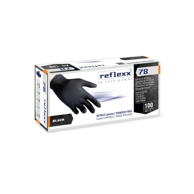 Guanti neri in nitrile monouso Reflexx R78 senza polvere