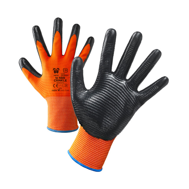 Guanti antinfortunistici Neri 16 NBR Crinkle arancio