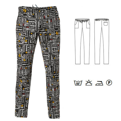 Pantaloni cuoco Giblor’s Alan Menù nero art. 14P08P477