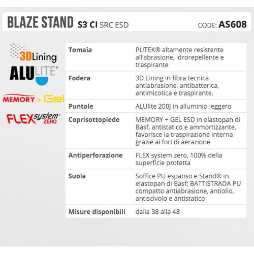 Calzature di sicurezza alte Blaze Stand S3 CI SRC ESD Aimont