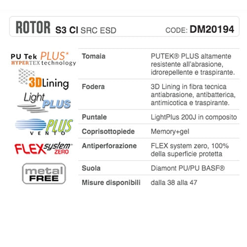 Scarpe di protezione con chiusura Boa Rotor S3 CI SRC ESD Aimont