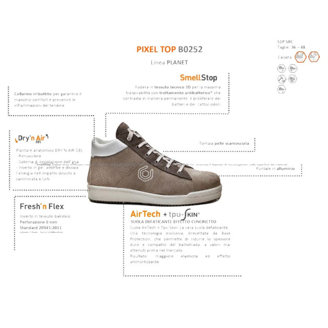 Scarpe di sicurezza Base Pixel Top B0252 S1P SRC alte