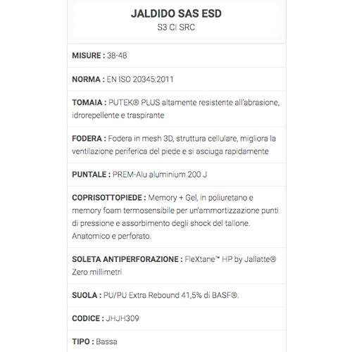 Scarpe antinfortunistiche Jaldido SAS ESD S3 CI SRC Jallatte