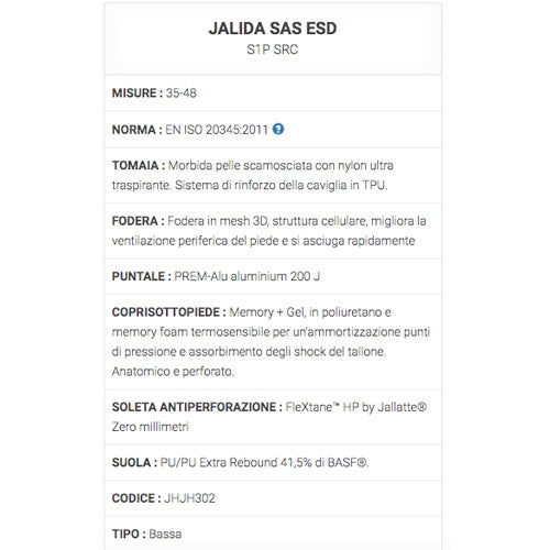 Scarpe di sicurezza Jalida SAS ESD S1P SRC Jallatte