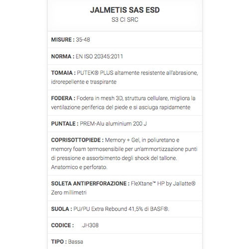 Scarpe antinfortunistiche Jalmetis SAS ESD S3 CI SRC Jallatte
