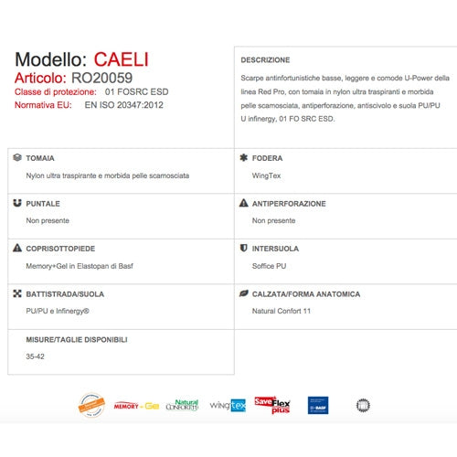 Scarpe di sicurezza da donna Caeli 01 FO SRC ESD U-Power