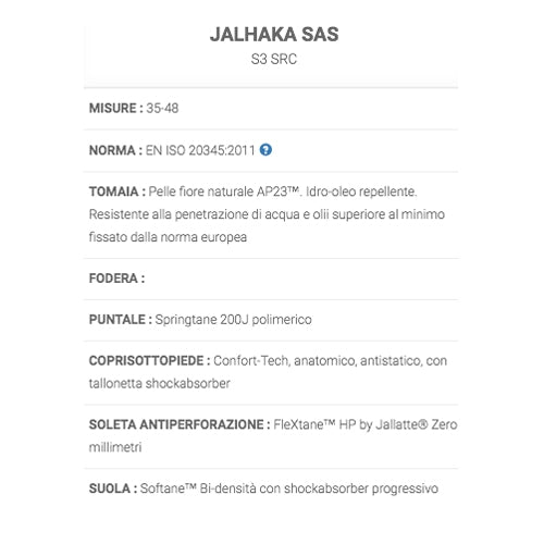 Calzature di sicurezza Jalhaka sas S3 SRC Jallatte