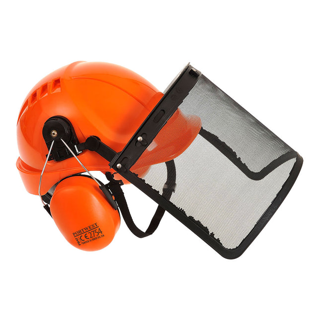 Casco di protezione forestale Portwest PW98 con cuffie e visiera