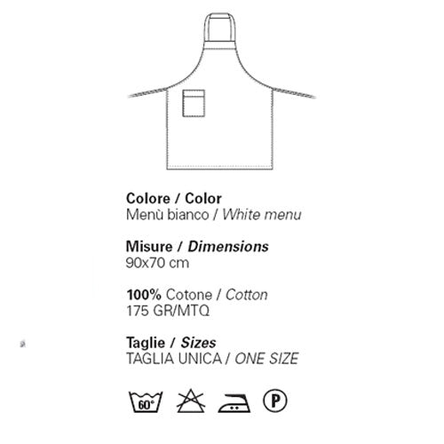 Grembiule da cucina Giblor’s Menù bianco con pettorina  art. 14P08H478