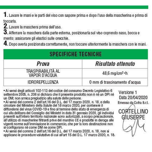 Mascherine in tessuto Cofra MED Mask M032 - 100 pezzi