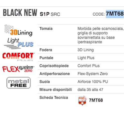 Scarpe di protezione Black New S1P SRC Aimont