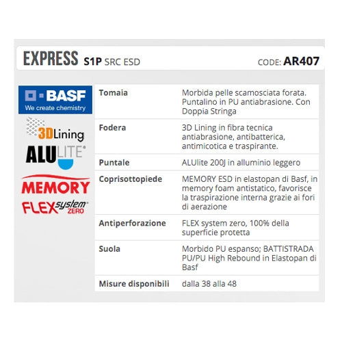 Scarpe di sicurezza Express S1P CI SRC ESD Aimont