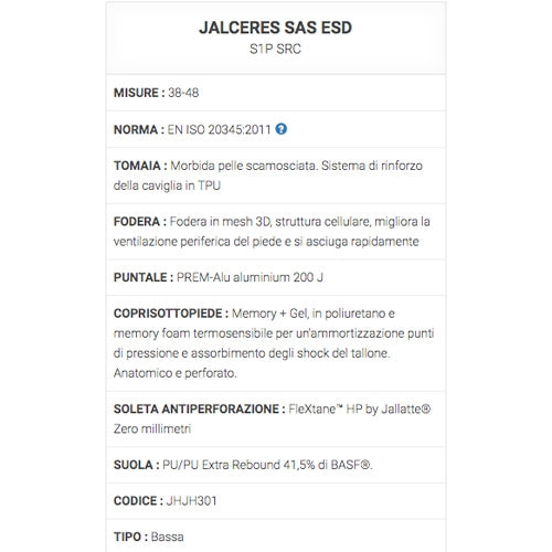 Calzature da lavoro Jalceres SAS ESD S1P SRC Jallatte