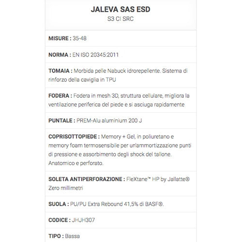 Scarpe di sicurezza Jaleva SAS ESD S3 CI SRC Jallatte
