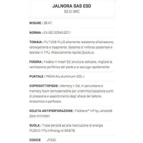 Scarpe di protezione Jalnora SAS S3 CI ESD SRC Jallatte