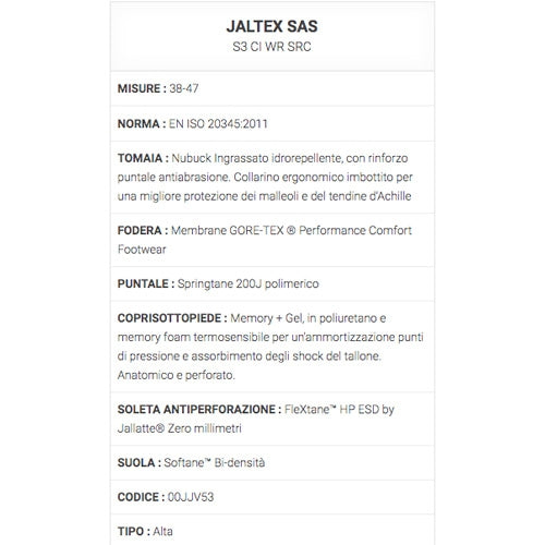 Scarpe antinfortunistiche Jaltex SAS S3 WR CI SRC Jallatte