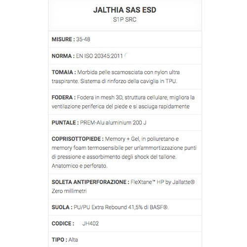 Scarpe antinfortunistiche Jalthia SAS ESD S1P SRC Jallatte