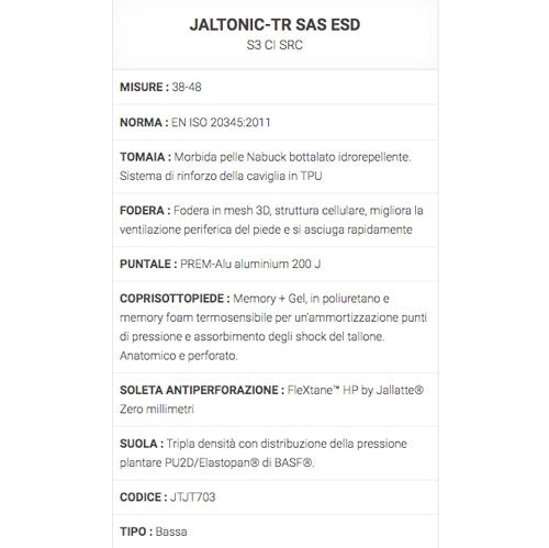 Scarpe antinfortunistiche Jaltonic-TR SAS S3 CI SRC ESD Jallatte