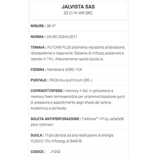 Calzature da lavoro Jalvista SAS S3 CI HI WR SRC Jallatte
