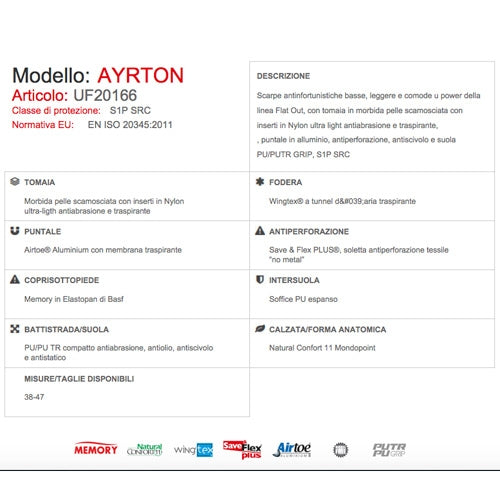 Scarpe antinfortunistiche Ayrton S1P SRC U-Power
